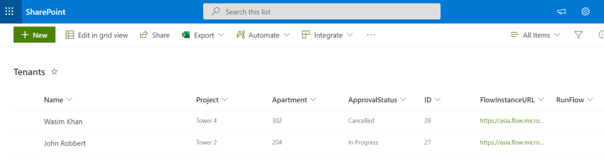 Save running FLOW Instance URL in your record